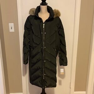 Michael Kors Moss Green Puffer Coat with Fur Hood size 2x